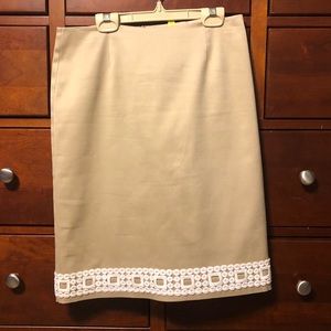 Trina Turk Beige and White Pencil Skirt